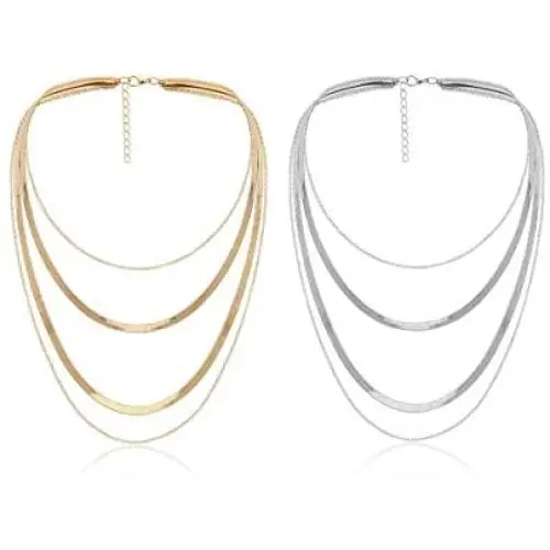 Dainty Gold Silver Layered Thick Snake Chain Link Choker Necklace Set Chic Style Tiered Herringbone Thin Collar Necklaces for Women Girls Chunky Hip Hop Fashion Party Jewelry Gift Dainty Gold Silver Layered Thick Snake Chain Link Choker Necklace Set Chic Style Tiered Herringbone Thin Collar Necklaces for Women Girls Chunky Hip Hop Fashion Party Jewelry Gift