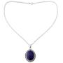 NOVICA Lapis Lazuli .925 Sterling Silver Oval Pendant Necklace, 18'' True Clarity