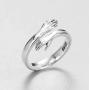 LMCIEZR 925 Sterling Silver Ring Womens Dress Girl Silver Hug Hand Open Ring Jewelry Lady (Unisex)