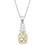 Honolulu Jewelry Company Sterling Silver with 14k Gold Plated Trim Pineapple Necklace Pendant with 18'' Box Chain