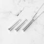 Sterling Silver Plain Vertical Bar Pendant Necklace w/Chain