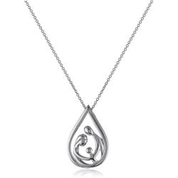 Jewelili Sterling Silver Family Drop Pendant Necklace, 18''