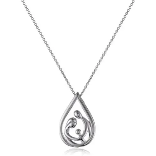 Jewelili Sterling Silver Family Drop Pendant Necklace, 18''