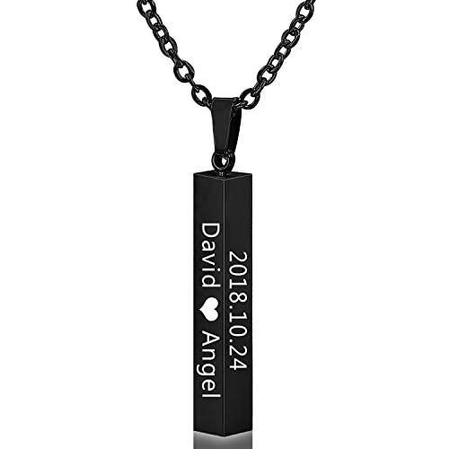 Personalized Custom Pendant Cuboid Stainless Steel Bar Pendant Necklace for Gift