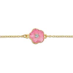Bling Jewelry White Pink Orange Flower Long Gold Plated Crystal Accent Station Chain Wrap Layer Clover Necklace for Women 40 Inch