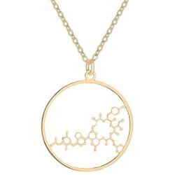 NOUMANDA Geometric Chemical Hormone Molecular Science Necklace Laser Cutting Metal Oxytocin Round Pendant Jewelry
