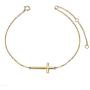 14k Gold Sideways Cross Bracelets for Women, Yellow Gold Engraved Faith Cross Bracelet with Adjustable Chain Fine Jewelry for Mom, Wife, Girl, 6.5'' - 8.5''