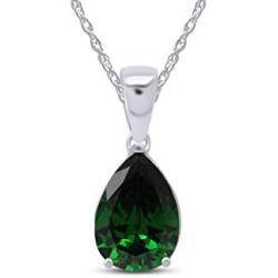Jewel Zone US 925 Sterling Silver 6.50 Ct Pear Shape Cut Forest Green Simulated Helenite Pendant