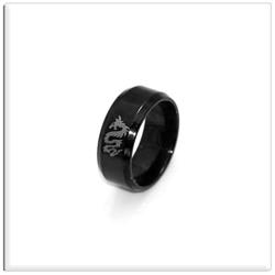 Xusamss Punk Rock Plated Black Stainless Steel Animal Dragon Totem Smooth Ring