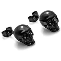 Xusamss Punk Jewelry Stainless Steel Skull Head Stud Earrings