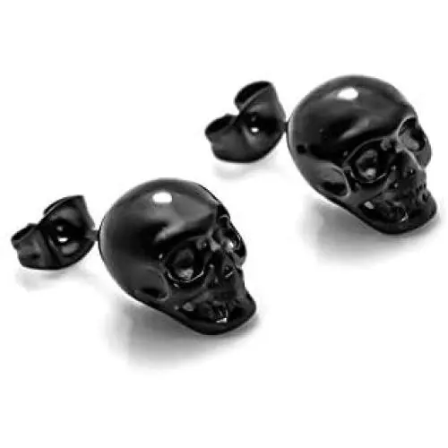Xusamss Punk Jewelry Stainless Steel Skull Head Stud Earrings