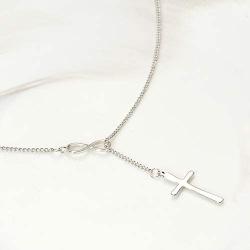 Confirmation Gift Necklace: Holy Confirmation for Girls, Christian Faith, Infinity Cross (silver-plated-brass, NA)