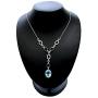 RB Gems Sterling Silver 925 Necklace Genuine GEMS Oval 18x13 mm 16 Cts Rhodium-Plated Finish 14”+2” Long
