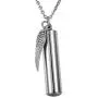 HooAMI Angel Wing Charm & Cylinder Memorial Urn Necklace Stainless Steel Cremation Jewelry