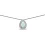 Sterling Silver Genuine or Synthetic Gemstone Teardrop Halo Short Choker Necklace with CZ Accents