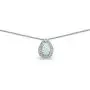 Sterling Silver Genuine or Synthetic Gemstone Teardrop Halo Short Choker Necklace with CZ Accents Sterling Silver Genuine or Synthetic Gemstone Teardrop Halo Short Choker Necklace with CZ Accents