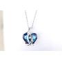 I Love You Jewelry with Ruby Red/Sapphire Blue Heart Birthstone Crystal, Rose Gold/Silver Tone Plating Pendant Valentines Day Necklaces for Women Wife Girls Girlfriend Gifts, 18+2