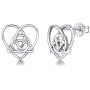 FANCIME Sterling Silver Irish Celtic Knot Love Heart Earrings/Pendant Necklace Small Earrings Triangle Vintage Dainty Fine Jewelry Set Gifts for Mom Women Teen Girls