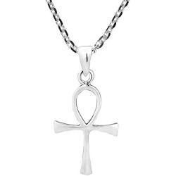AeraVida Egyptian Hieroglyph Ankh .925 Sterling Silver Pendant Necklace