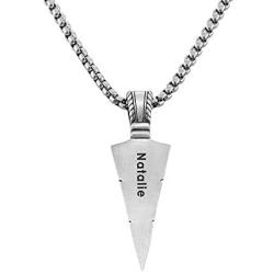 MyNameNecklace Personalized Engraved Arrow Shape Pendant Necklace in Sterling Silver 925 for Men- Custom Jewelry Gift for Him