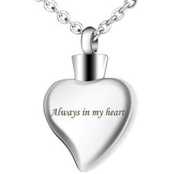 Fanery Sue Personalized Text Engraving Heartshape Urn Pendant Necklace Memorial Keepsake Customized Cremation Jewelry for Ashes