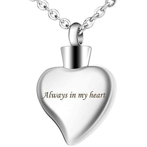 Fanery Sue Personalized Text Engraving Heartshape Urn Pendant Necklace Memorial Keepsake Customized Cremation Jewelry for Ashes