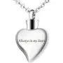 Fanery Sue Personalized Text Engraving Heartshape Urn Pendant Necklace Memorial Keepsake Customized Cremation Jewelry for Ashes