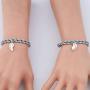 SEIRAA 2PCS Magnetic Charm Pendants Braided Rope Bracelet with Magnetic Bells Matching Bracelets for Mommy and Me