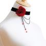 Clairy Gothic Flower Choker Necklace Black Necklace Crystal Necklace Chain Delicate Pendant Necklace Halloween Jewelry for Women and Girls