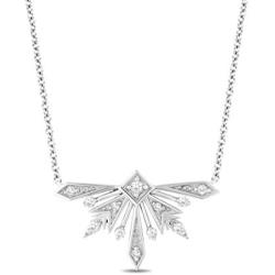 Jewelili Enchanted Disney Fine Jewelry Sterling Silver with 1/6 CTTW Diamonds Elsa Snowflake Necklace