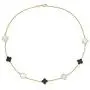 14K Solid Yellow Gold, Black Onyx and Mother-of-Pearl Necklace with 7 Clover Motifs. 16 inch chain size 14K Solid Yellow Gold, Black Onyx and Mother-of-Pearl Necklace with 7 Clover Motifs. 16 inch chain size