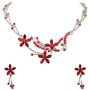 Faship Gorgeous Rhinestone Crystal Floral Necklace Earrings Set