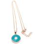 Turquoise Enamel Gold Evil Eye Necklace 18K Plated Chain''18 Inches'' Length Fashion Jewelry
