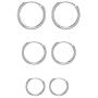 3 Pairs 10-20mm Small Sterling Silver Hypoallergenic Cartilage White Yellow Gold Helix Mini Silver Hoop Tragus Earrings Set for Sensitive Ears for Women Girls Men Nose Lip Rings