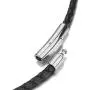 Braided Leather Cord 3MM Chain Necklace Stainless Steel Durable Snap Clasp, Men Women DIY Woven Rope Chain for Pendant Black/Brown/Red/Blue 18-30inch