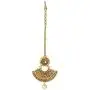 Aheli Kundan Pearl and Colour Beads Bollywood Style Indian Traditional Ethic Earrings Maang Tikka Set Fashion Jewelry for Women (Green)