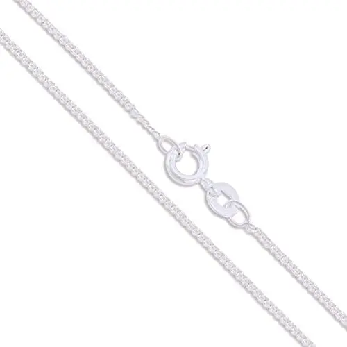Mens Womens Sterling Silver Flat Curb Chain 1.2mm-4.4mm Solid 925 Italy Link Necklace Mens Womens Sterling Silver Flat Curb Chain 1.2mm-4.4mm Solid 925 Italy Link Necklace