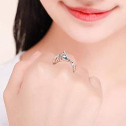 FOREVER QUEEN Cute Animal Footprints Open Ring, 925 Sterling Silver Adjustable Finger Rings for Women Girls Birthday Gifts with Jewelry Box