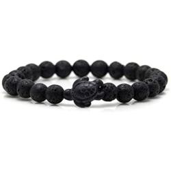 Heavstjer Yoga 8mm Lava Rock Onyx Turquoise Stone Bead Bracelet Turtle Charm Bracelet