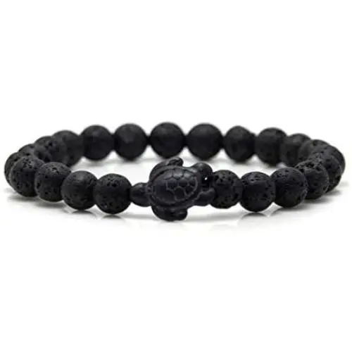 Heavstjer Yoga 8mm Lava Rock Onyx Turquoise Stone Bead Bracelet Turtle Charm Bracelet Heavstjer Yoga 8mm Lava Rock Onyx Turquoise Stone Bead Bracelet Turtle Charm Bracelet