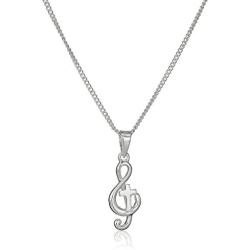 Dicksons Music is in My Soul Treble Clef Cross Silver Plated Pendant 18 Inch Chain Necklace in Jewelry Box