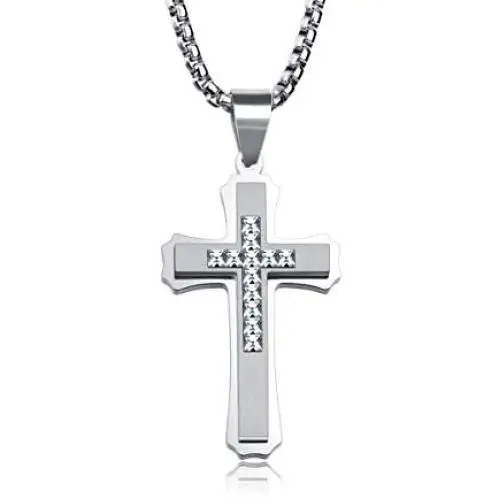 URDEAR Polished Stainless Steel Cross Pendant Necklace Gorgeous Jewelry Gifts for Men Women, 21 Chain URDEAR Polished Stainless Steel Cross Pendant Necklace Gorgeous Jewelry Gifts for Men Women, 21 Chain