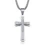URDEAR Polished Stainless Steel Cross Pendant Necklace Gorgeous Jewelry Gifts for Men Women, 21 Chain