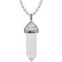 6 Facet Natural Prism Stone Rose Quartz Pendant Necklace Adjustable Hexagonal Crystal Pointed Wire Wrapped Healing Necklace for Men Women Girl Boy Geometric Jewelry Gift 6-7Pcs