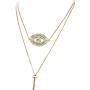 Gold Evil Eye Lariat Necklace for Women 18K Gold Plated Sliding Adjustable Chain Choker Jewelry