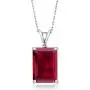 Gem Stone King 925 Sterling Silver Red Created Ruby and White Diamond Pendant Necklace (8.02 Ct Emerald Cut 14X10MM, with 18 Inch Silver Chain) Gem Stone King 925 Sterling Silver Red Created Ruby and White Diamond Pendant Necklace (8.02 Ct Emerald Cut 14X10MM, with 18 Inch Silver Chain)