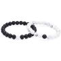 Couples His and Hers Bracelet Lava Beads White Howlite 8mm Beads 7.1''&7.5''