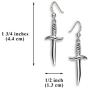 USA 925 Sterling Silver Gothic Dagger Sword Pirate Medieval Renaissance Dangle Earrings