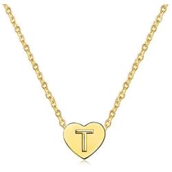 JMQJewelry Heart Initial A-Z Letter Alphabet Gold Plated Stainless Steel Necklace for Women Pendants Jewelry