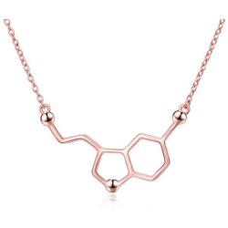 LUHE Sterling Silver Serotonin Molecule Necklace, Bracelet, Caffeine Molecule Necklace for Women